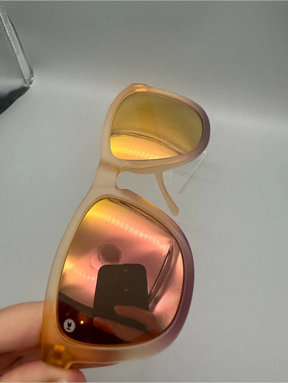 Knockaround Premiums Sunglasses Frosted Peach Purple Gradient Rose Gold Mirror